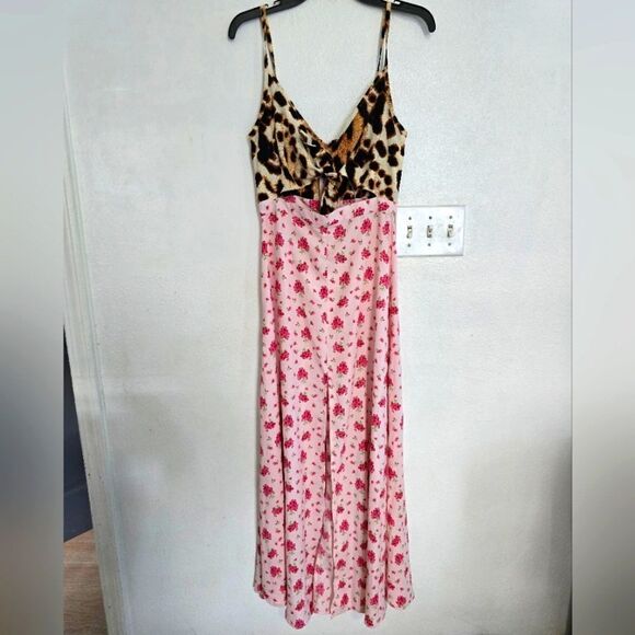 Dancing Leopard Floral Pink And Animal Print Dress Size 8 - Picture 2 of 14